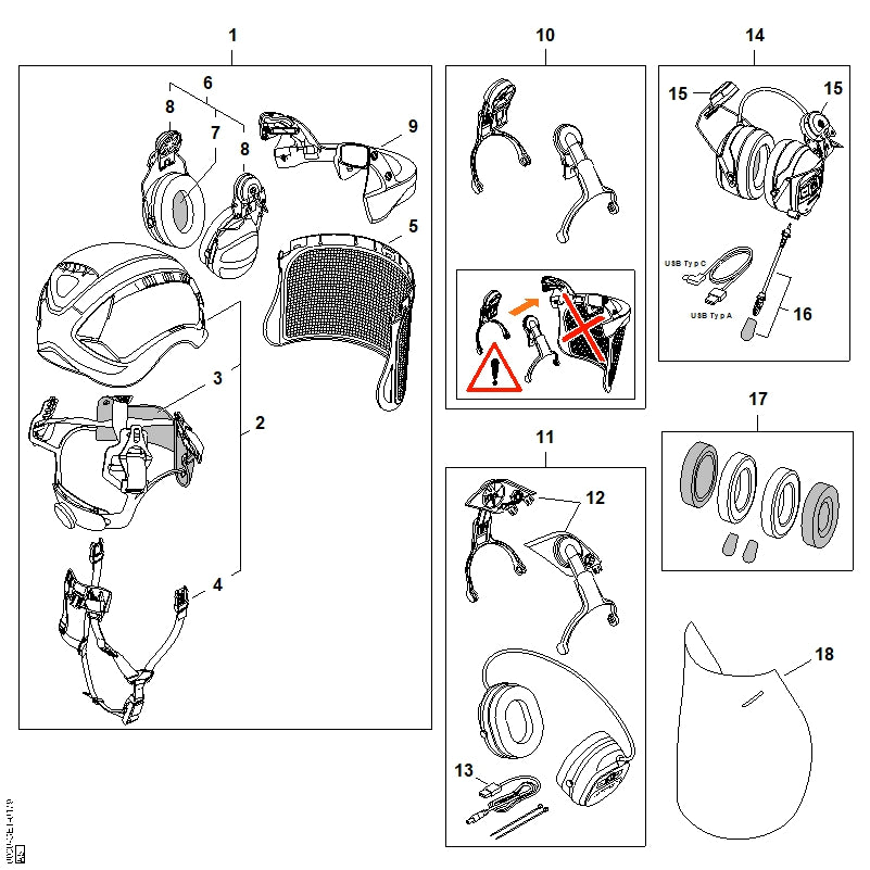 STIHL 0000-889-9026 Gelaatsbeschermer, nylon rooster zwart positie 5 technische tekening