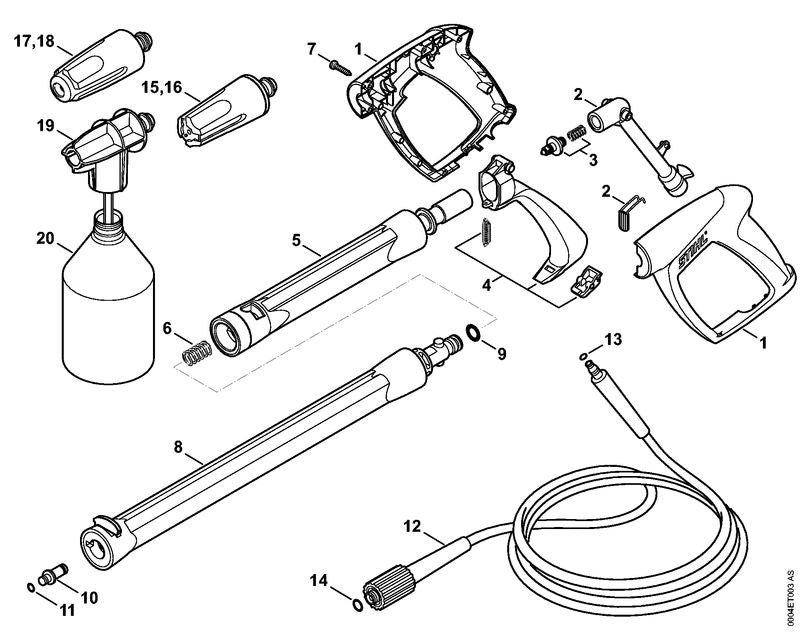 STIHL 4915-500-1398 Pistool positie -1 technische tekening