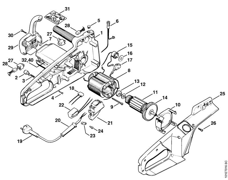 STIHL 1207-435-0301 Schakelaar positie 21 technische tekening