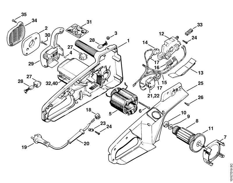 STIHL 1207-435-0302 Schakelaar positie 21 technische tekening