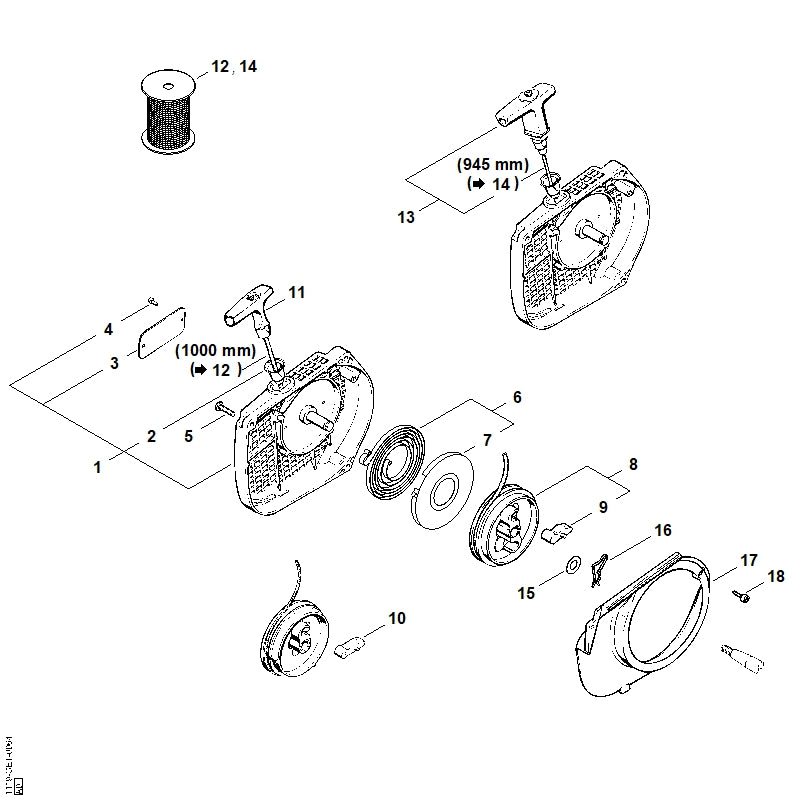 STIHL 1119-084-7800 Segment positie 17 technische tekening