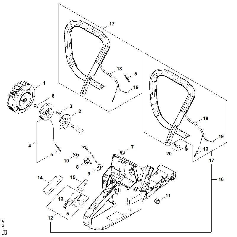 STIHL 1121-791-9000 Drukstuk positie 14 technische tekening