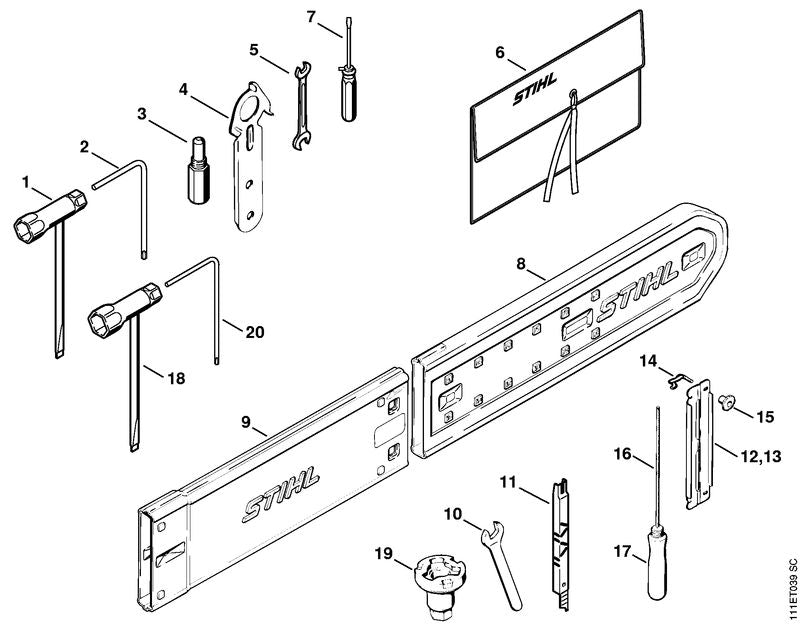 STIHL 5605-752-8300 Beugel positie 14 technische tekening