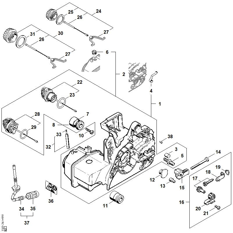 STIHL 1123-790-9901 AV-rubber positie 8 technische tekening