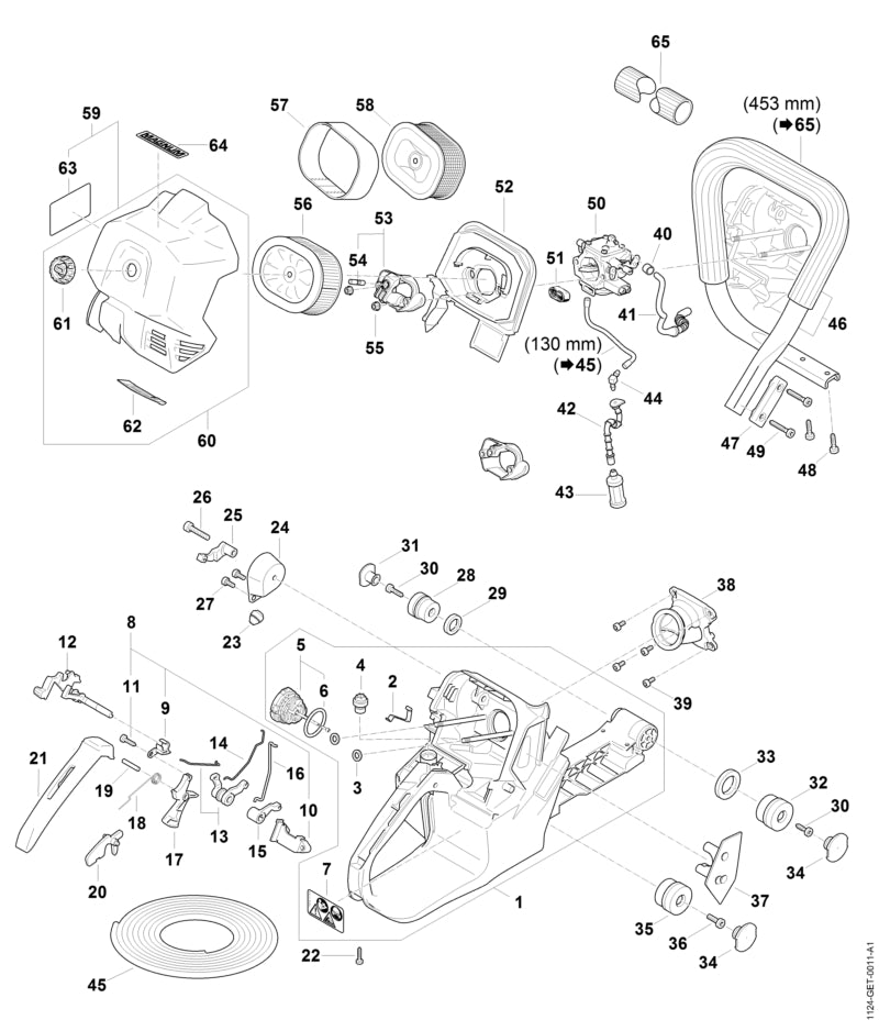 STIHL 1124-182-4401 Lager positie 9 technische tekening