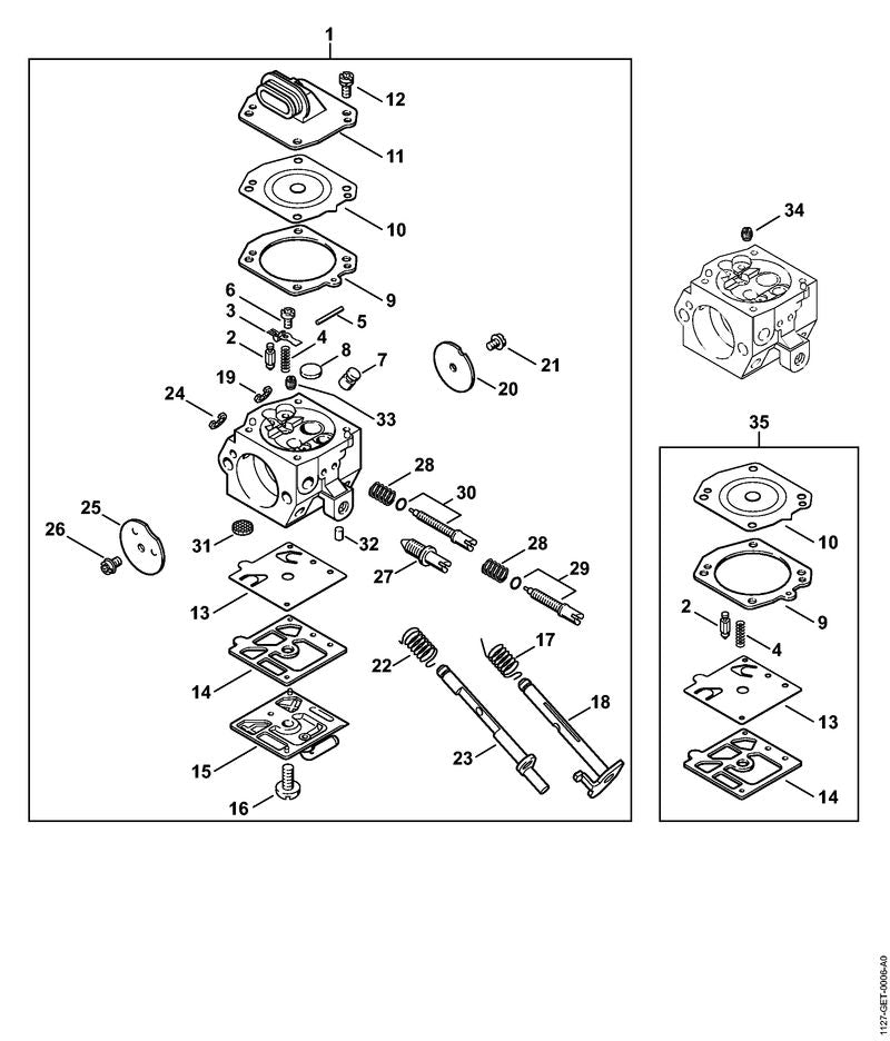 STIHL 1127-122-3200 Knieveer positie 22 technische tekening