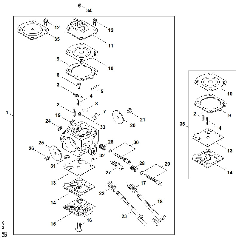 STIHL 1128-122-6803 Stelschroef stat. toerental positie 30 technische tekening