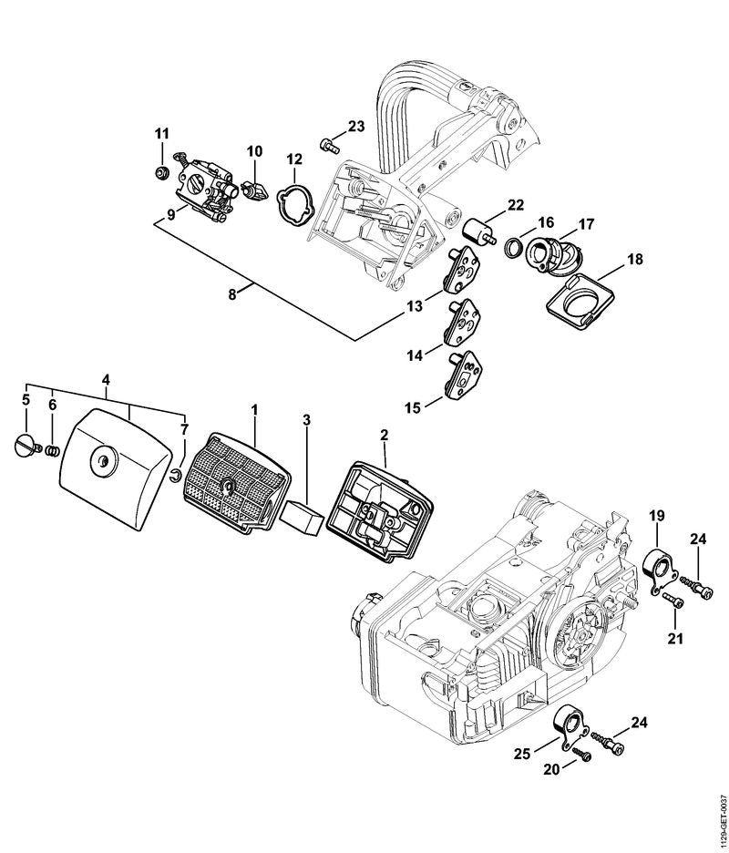 STIHL 1129-120-0653 Carburateur C1Q-S126D positie 8 technische tekening
