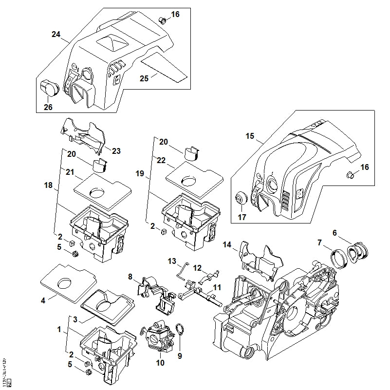 STIHL 1130-124-0801 Filterplaat vlies positie 22 technische tekening