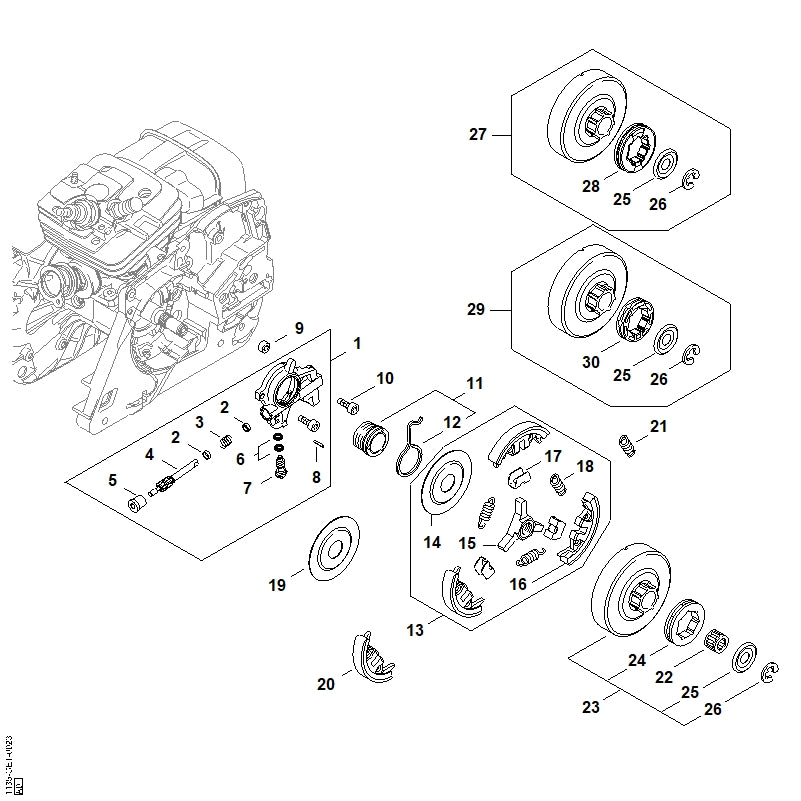 STIHL 1135-640-3200 Oliepomp positie 1 technische tekening