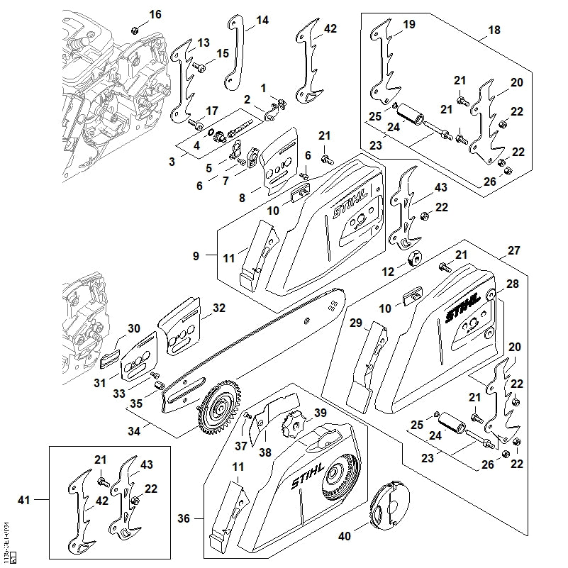 STIHL 1135-640-1703 Kettingtandwieldeksel positie 9 technische tekening