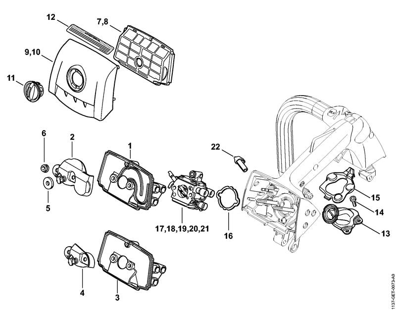 STIHL 1137-121-6902 Demper positie 2 technische tekening