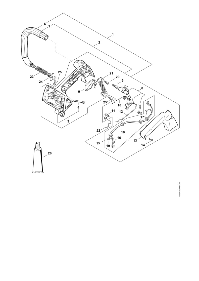 STIHL 1137-180-0951 Schakelas positie 8 technische tekening