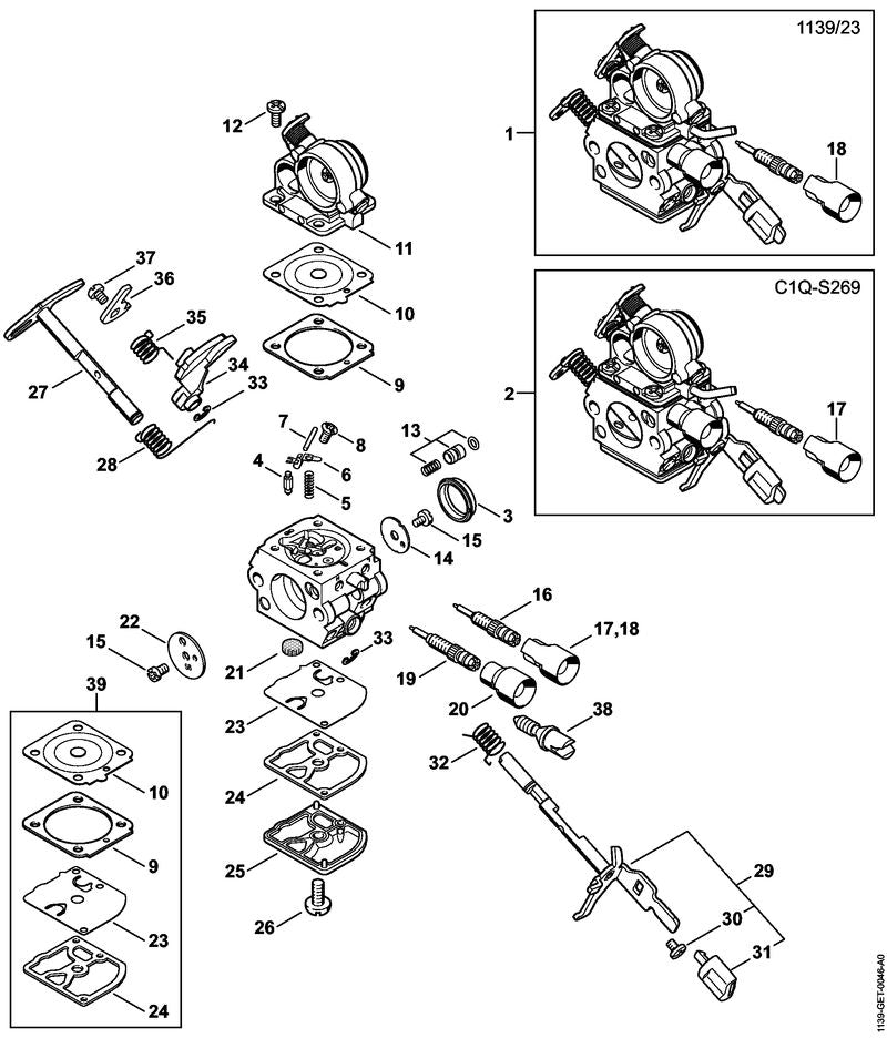STIHL 1139-122-3202 Knieveer positie 28 technische tekening
