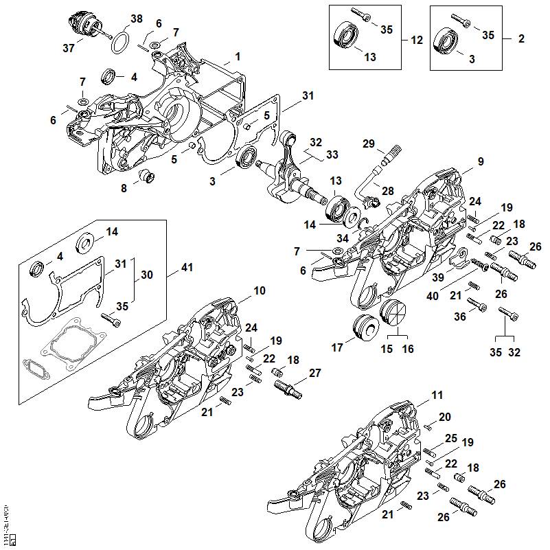 STIHL 9523-003-4262 Groefkogellager 15x35x13 positie 13 technische tekening