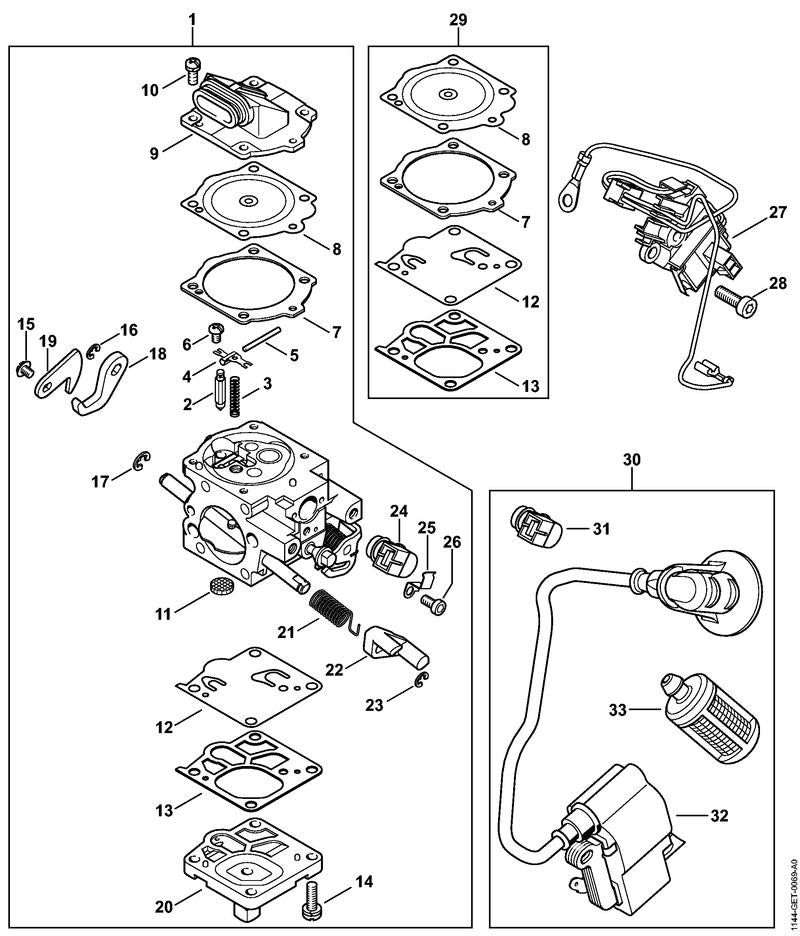 STIHL 1144-007-1801 Reparatieset M-Tronic positie 30 technische tekening