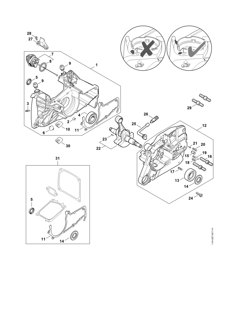 STIHL 1144-084-7400 Doorvoerrubber positie 30 technische tekening