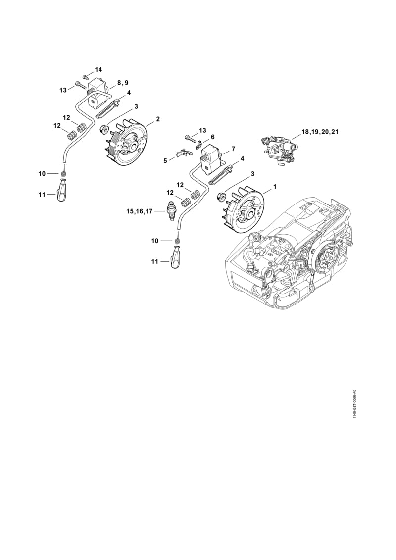 STIHL 1145-120-0652 Carburateur C1Q-S283B positie 20 technische tekening
