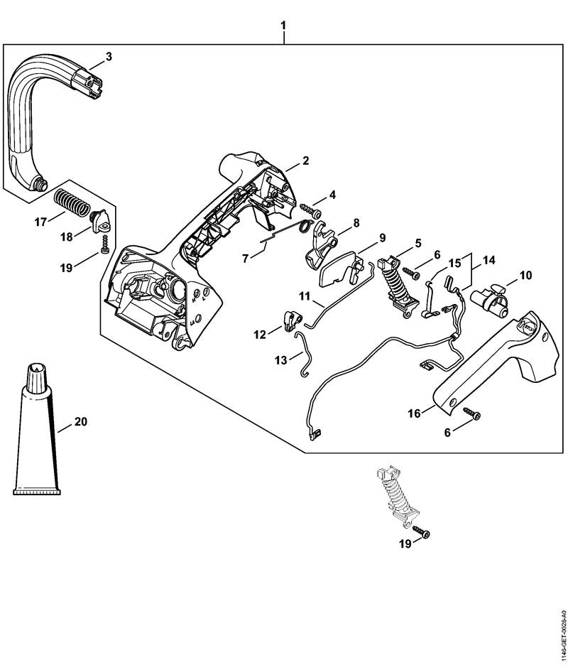 STIHL 1146-440-3000 Kabelboom positie 14 technische tekening