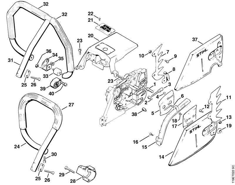 STIHL 1117-791-1900 Handgreephouder positie 28 technische tekening