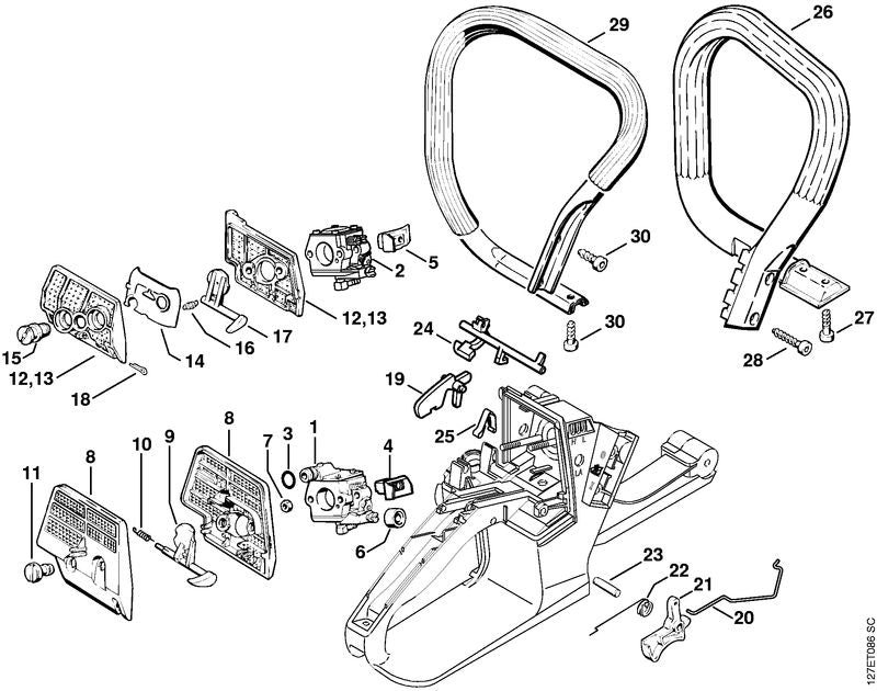 STIHL 1121-120-1625 Luchtfilter vlies positie 13 technische tekening