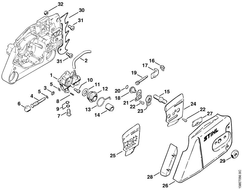 STIHL 1125-656-1501 Beschermer positie 28 technische tekening