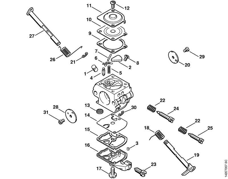 STIHL 1129-007-1060 Carb. membraanset positie -1 technische tekening