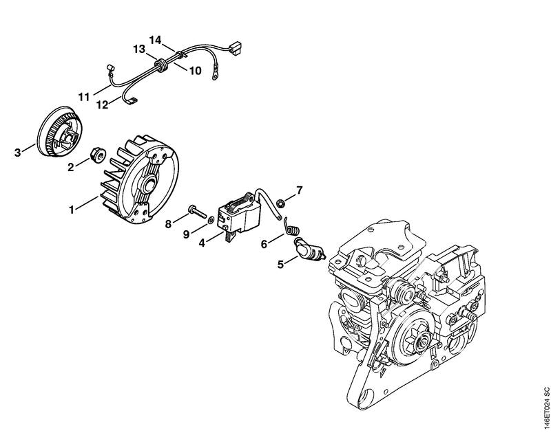 STIHL 1133-400-1350 Ontstekingsmoduul positie 4 technische tekening