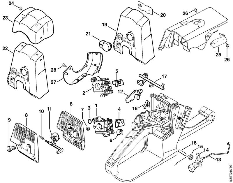 STIHL 1121-120-0618 Carburateur WTE-3B positie 1 technische tekening