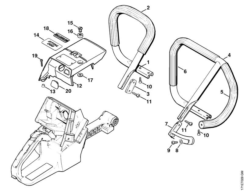 STIHL 1124-967-1505 Typeplaatje 088 positie 14 technische tekening