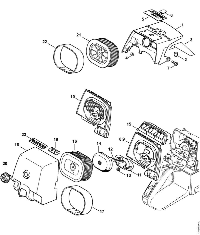 STIHL 1128-967-1513 Typeplaatje MS 460 positie 5 technische tekening