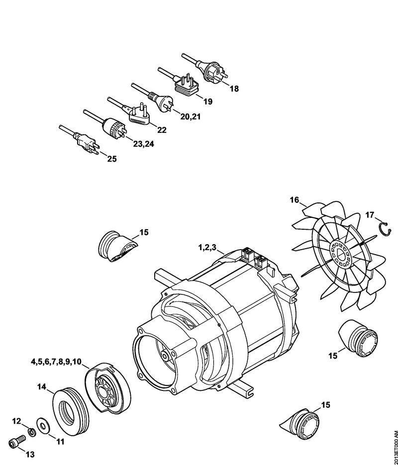 STIHL 4776-440-2000 Aansluitkabel Europa positie 18 technische tekening