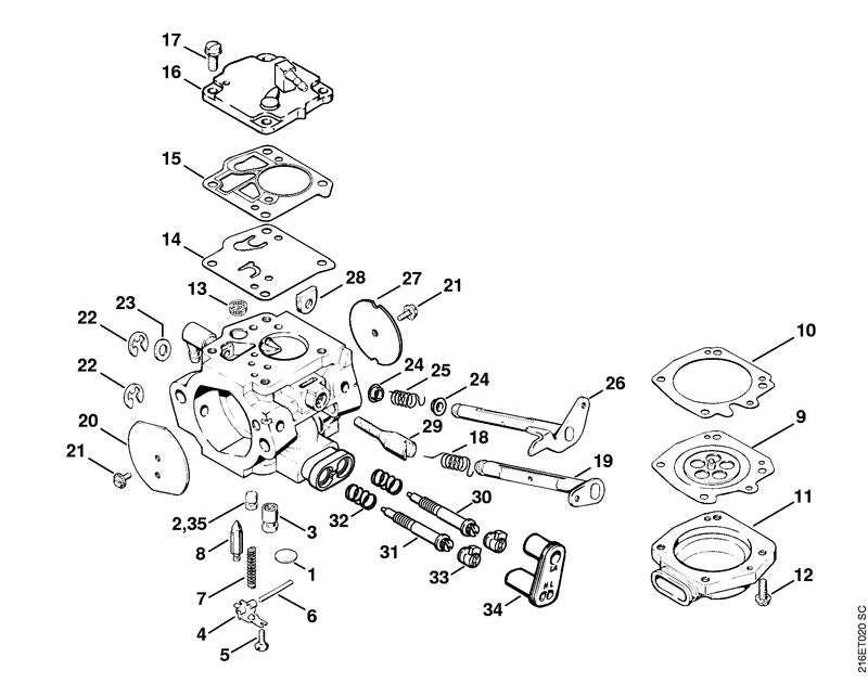 STIHL 1124-122-6703 Hoofdstelschroef positie 31 technische tekening
