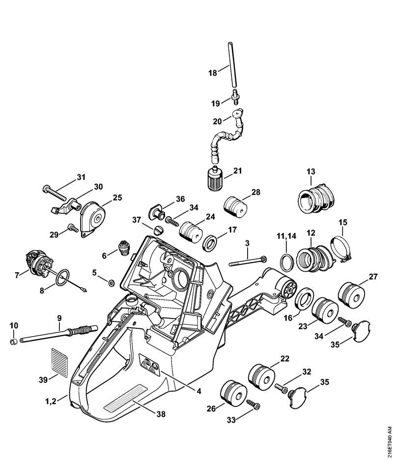 STIHL 1124-141-8603 Impulsslang positie 9 technische tekening