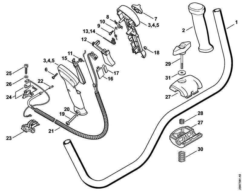STIHL 4134-790-1351 Bedieningshandgreep positie 4 technische tekening