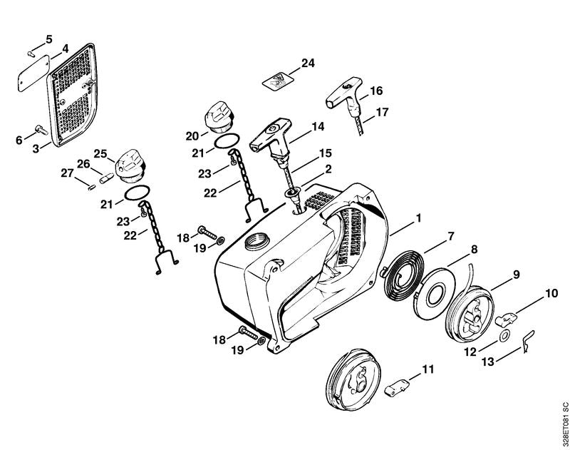 STIHL 4205-350-0501 Tankdop positie 20 technische tekening