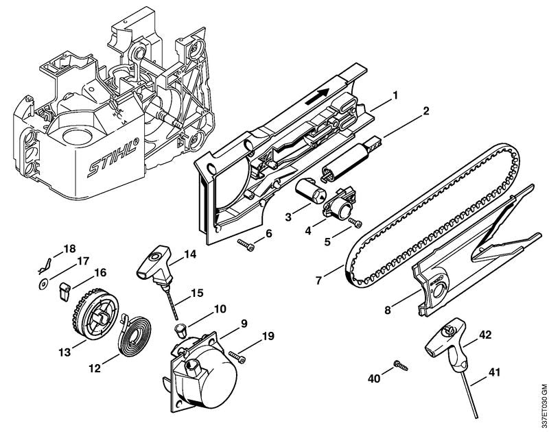 STIHL 4221-190-4000 Startmechanisme positie -1 technische tekening