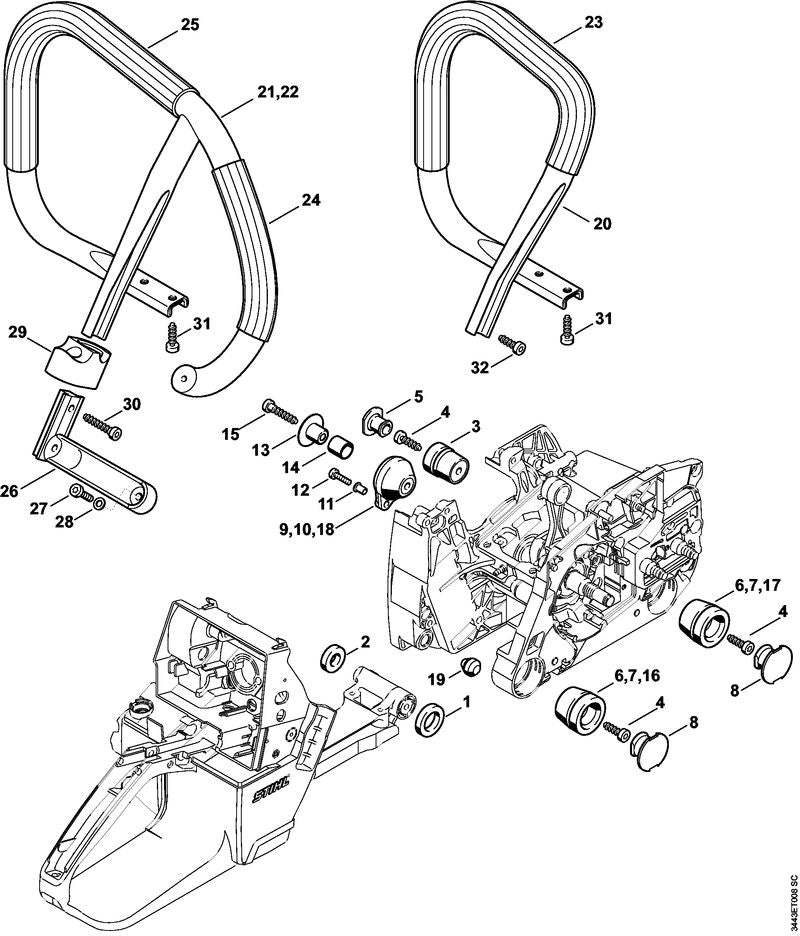 STIHL 9074-478-4675 Cilinderkopbout IS-P6x32,5 positie 15 technische tekening
