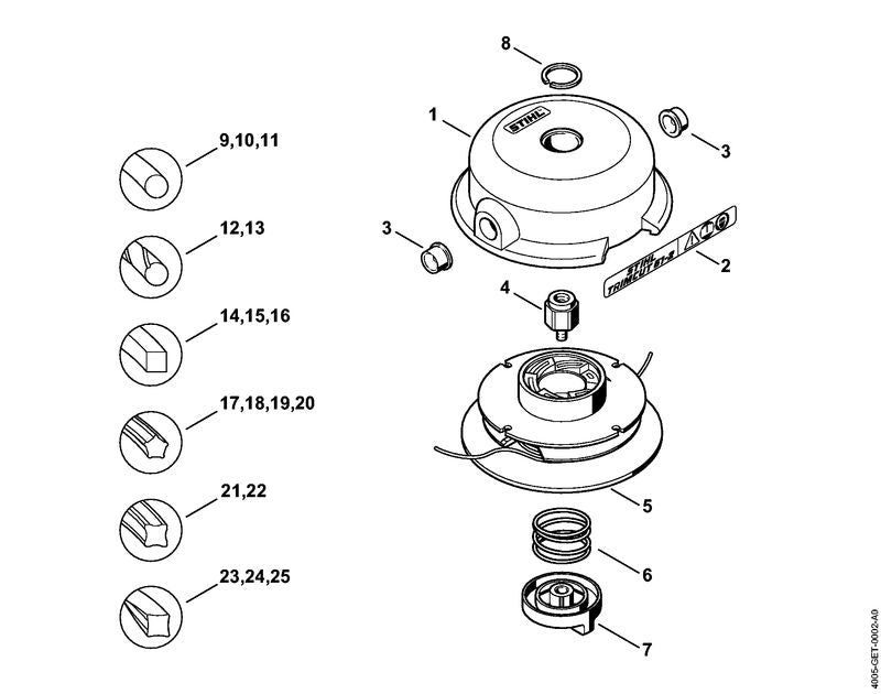 STIHL 4002-713-3004 Draadspoelset positie 5 technische tekening