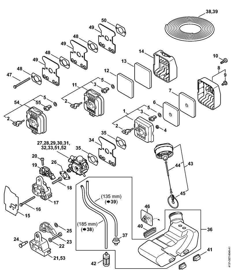 STIHL 4119-122-1701 Vulplaat positie 48 technische tekening