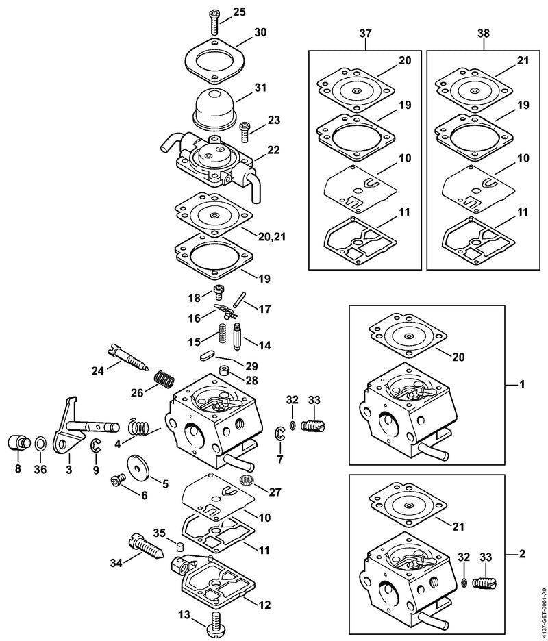 STIHL 4227-121-3300 Gasklepas positie 5 technische tekening