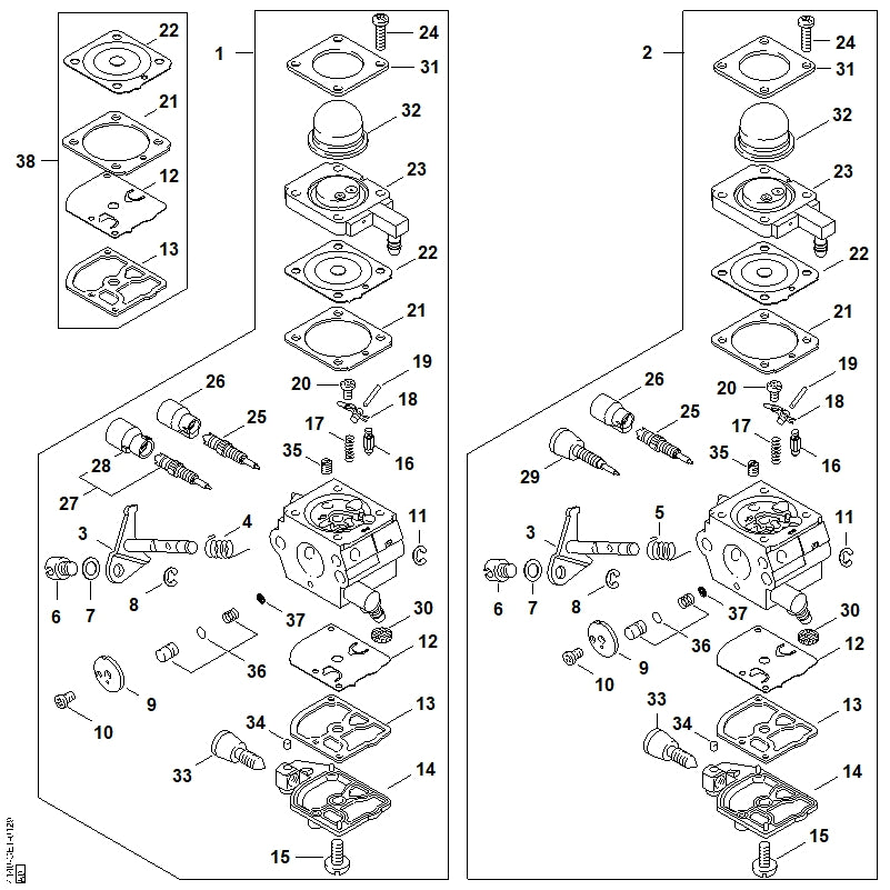 STIHL 4229-122-6701 Hoofdstelschroef positie 25 technische tekening