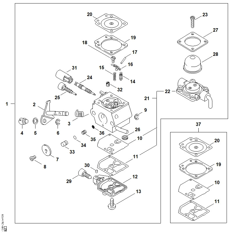 STIHL 4129-121-4700 Regelmembraan positie 20 technische tekening
