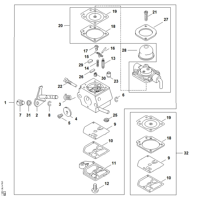 STIHL 4129-129-0902 Regelpakking positie 18 technische tekening
