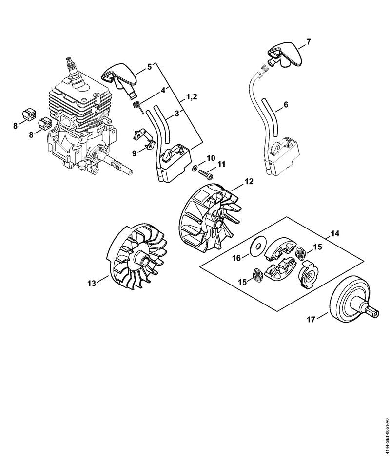 STIHL 4144-400-1328 Ontstekingsmoduul positie 1 technische tekening