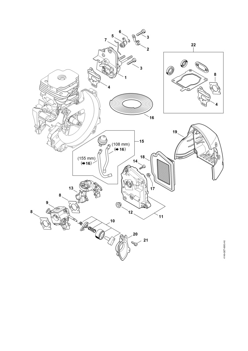 STIHL 9022-341-1045 Cilinderkopbout IS-M5x24 positie 3 technische tekening