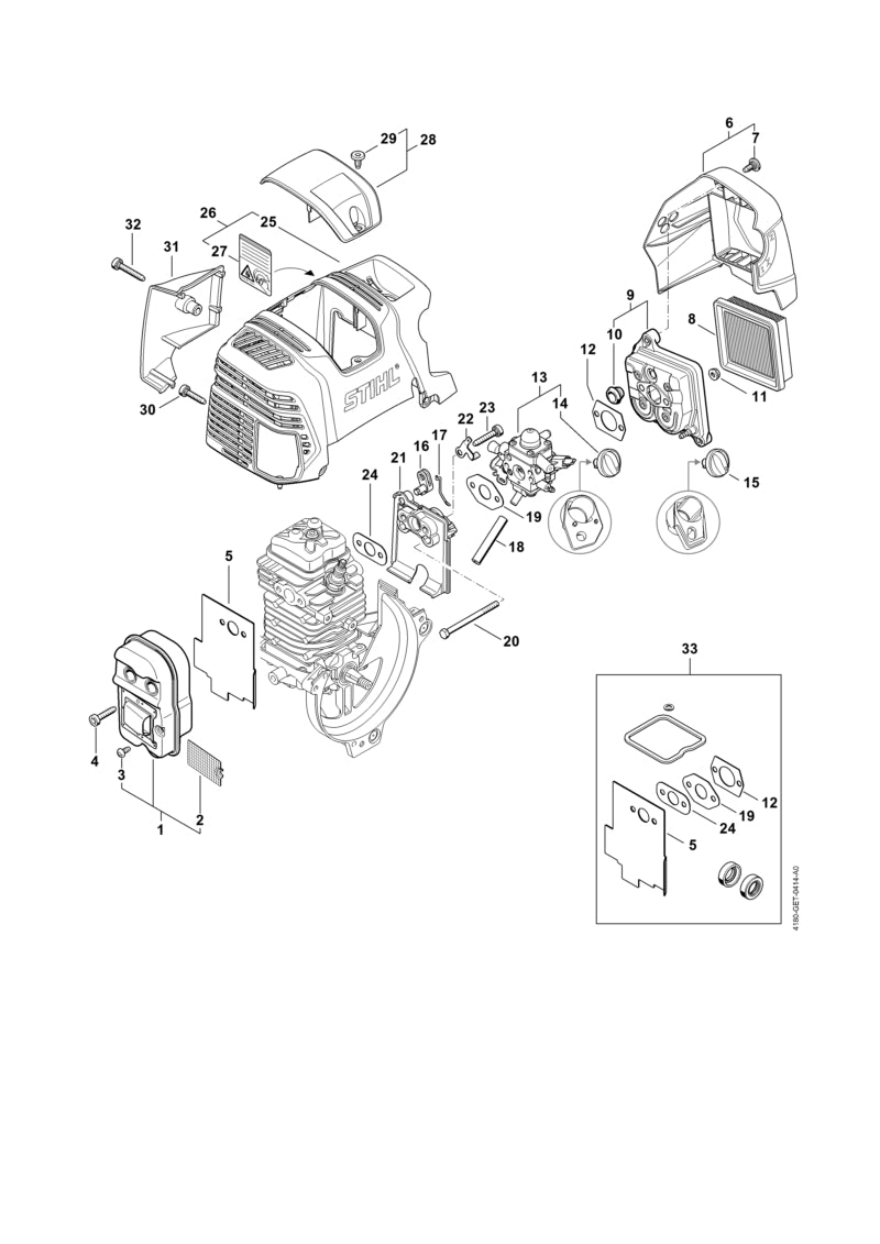 STIHL 4313-080-1600 Afdekkap positie 25 technische tekening