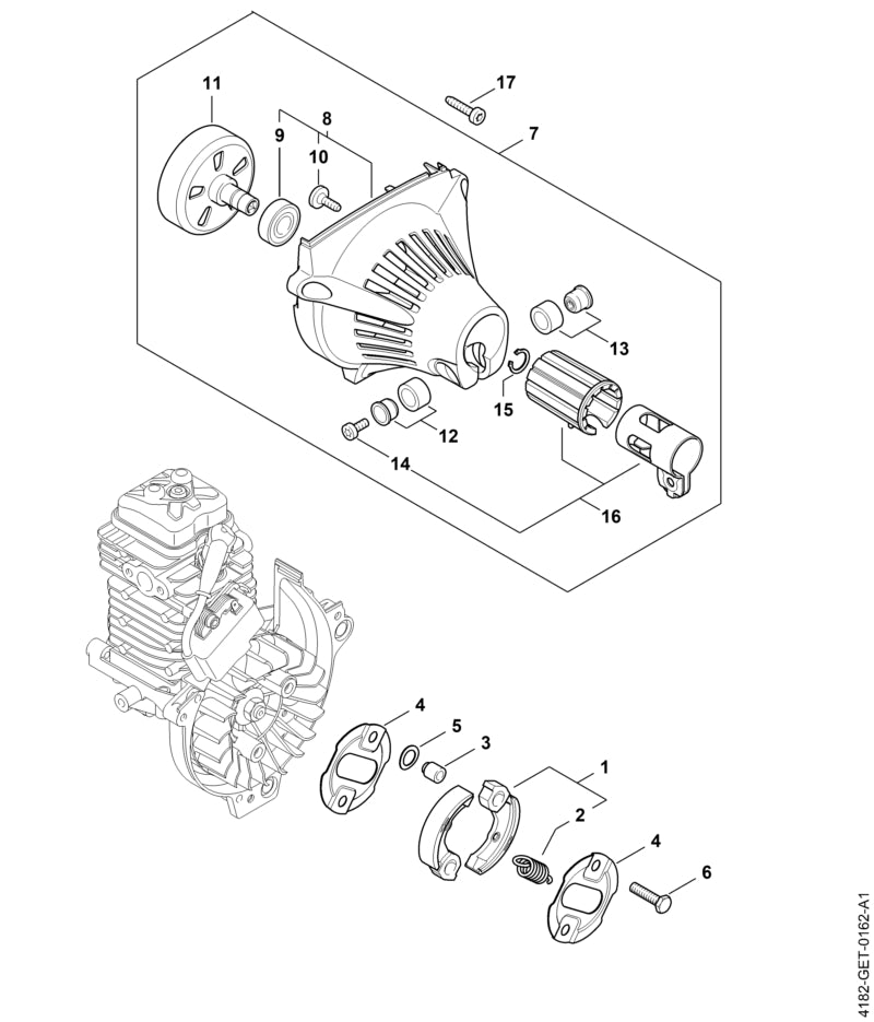 STIHL 4182-080-1805 Ventilatorhuis positie 7 technische tekening