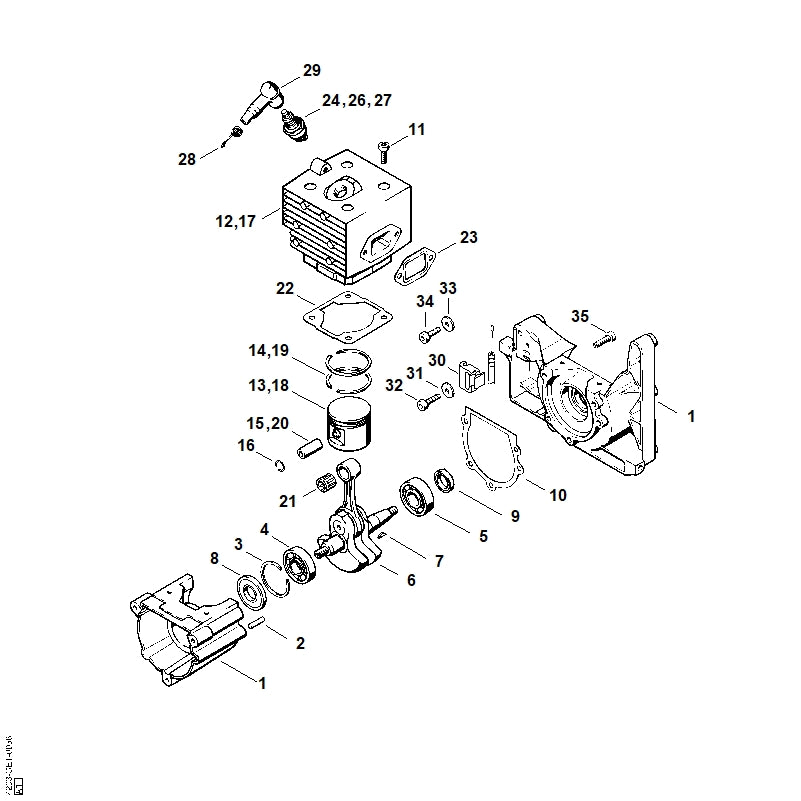 STIHL 9022-371-1050 Cilinderkopbout IS-M5x25 positie 11 technische tekening
