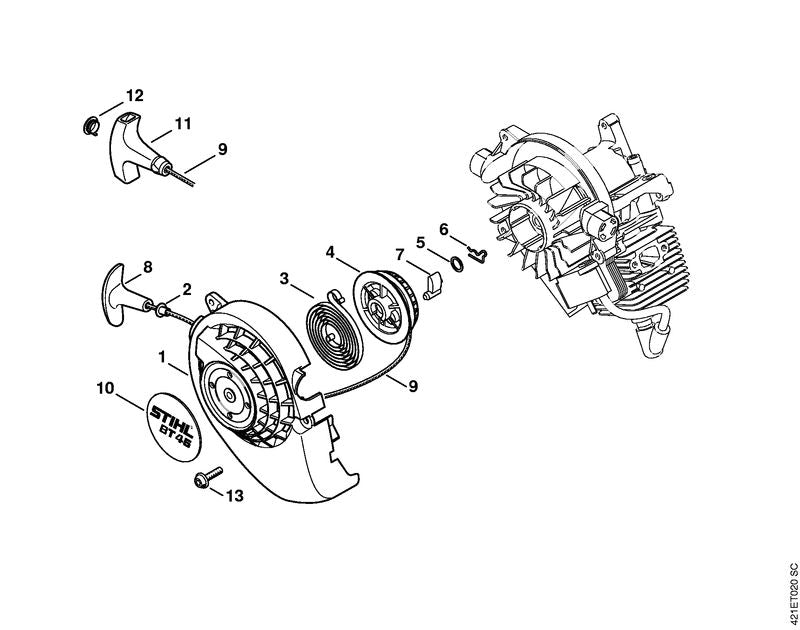 STIHL 4314-080-1800 Ventilatorhuis positie 1 technische tekening